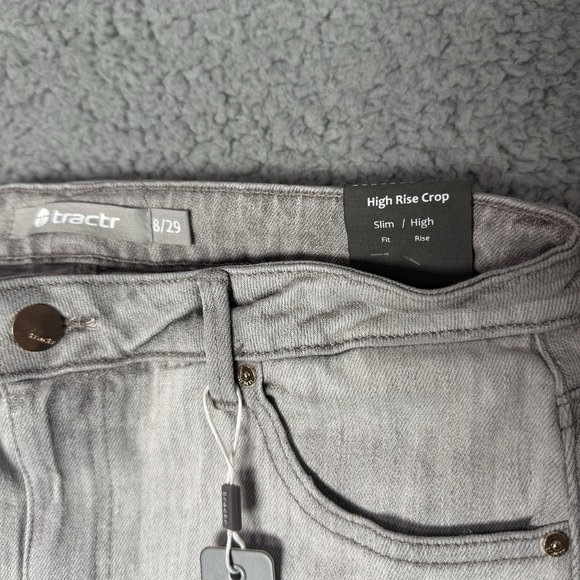 Tractr Jeans Womens Gray Denim Slim Fit High Rise Corp Slit‎ Distressed Hem 8/29 - Picture 5 of 10
